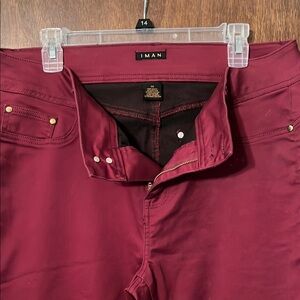 IMAN MaroonFlare Wide Leg Jeans Cotton Blend